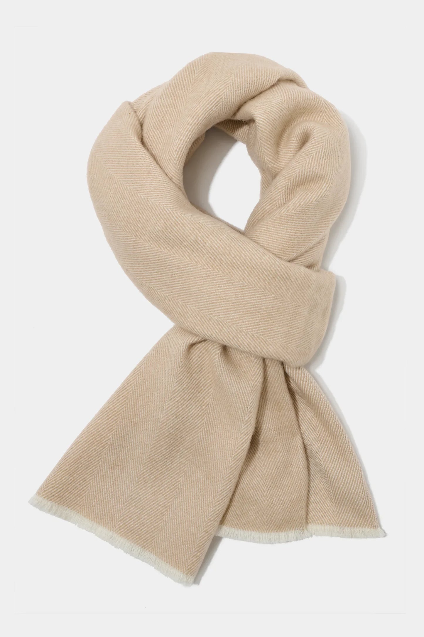 Beige herringbone scarf - Made in Italy