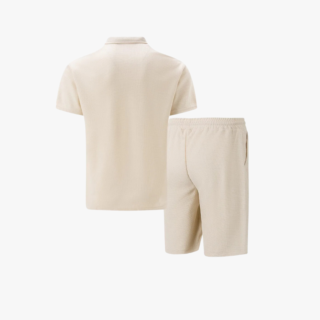 IBIZA Co-Ord Set – Zip Neck Polo & Soft Knit Shorts