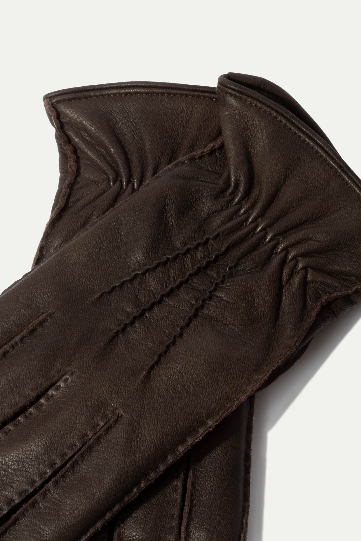 Dark brown deerskin leather gloves - Made in Italy