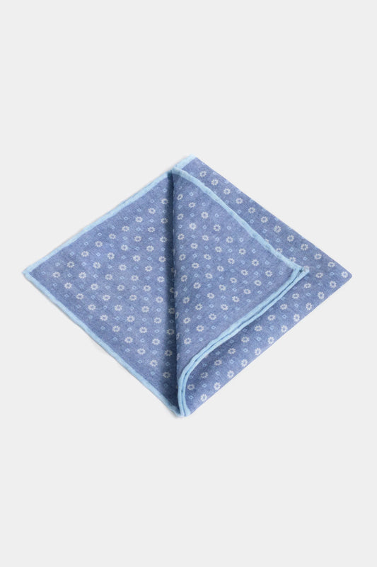 Denim blue fancy pocket square - Made in Italy