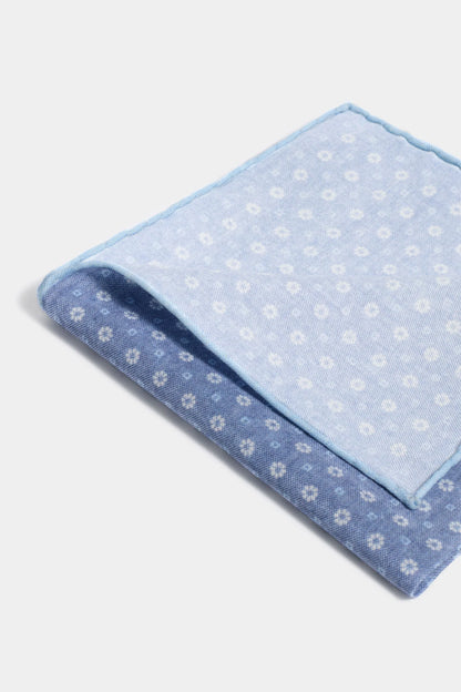 Denim blue fancy pocket square - Made in Italy