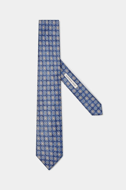 Denim blue fancy silk tie - Made in Italy