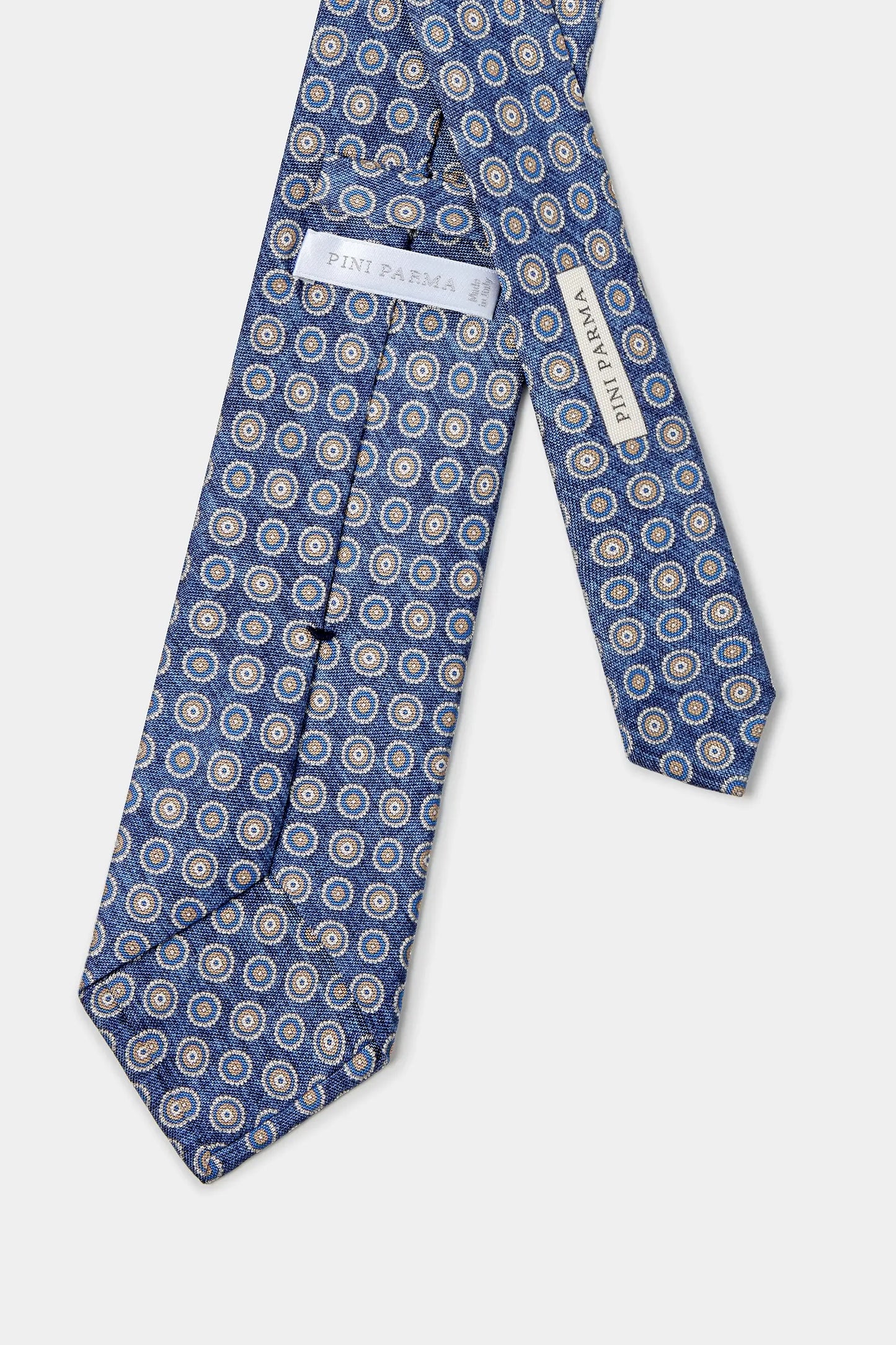 Denim blue fancy silk tie - Made in Italy