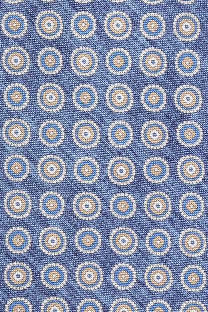 Denim blue fancy silk tie - Made in Italy