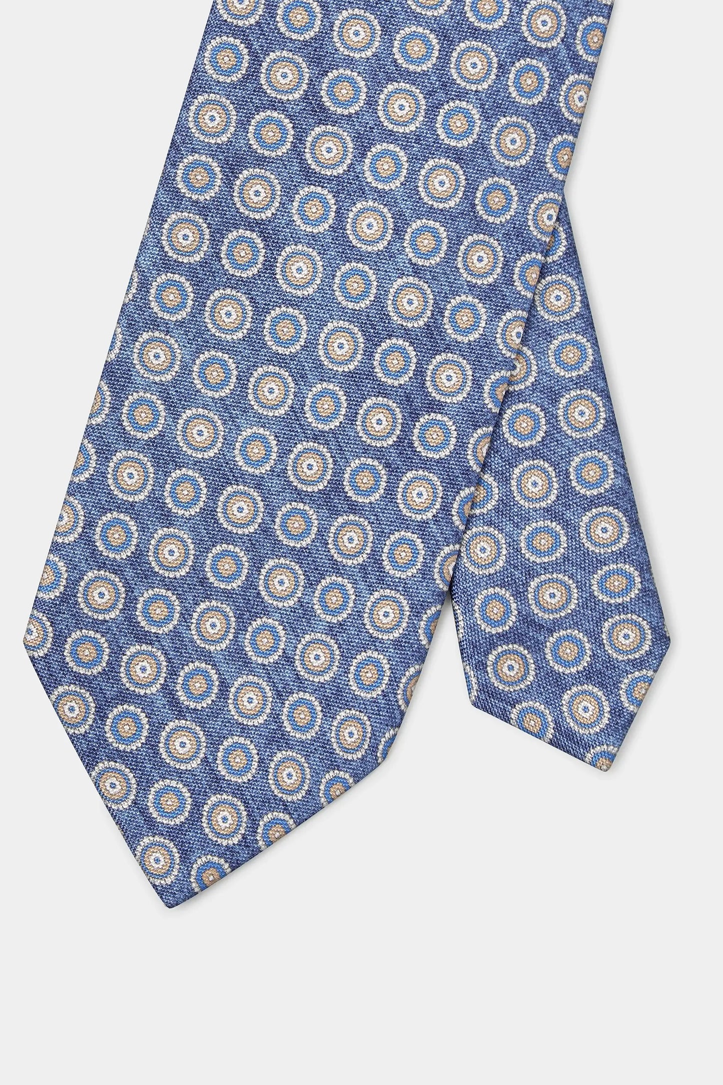 Denim blue fancy silk tie - Made in Italy