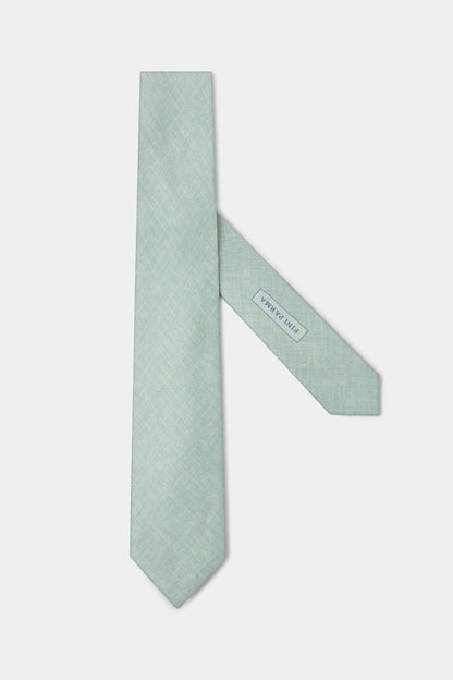 Green linen and silk tie - Made in Italy