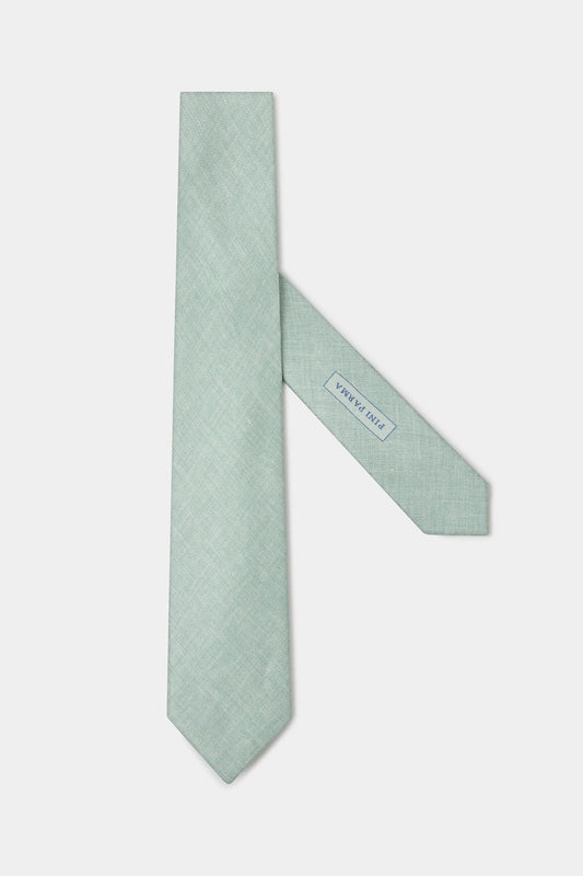 Green linen and silk tie - Made in Italy