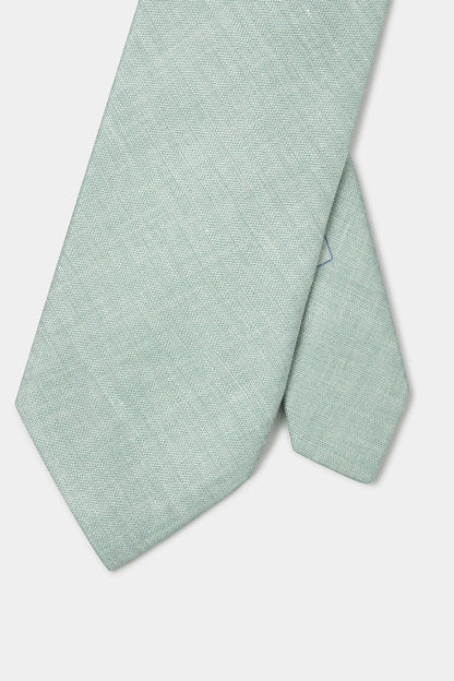Green linen and silk tie - Made in Italy