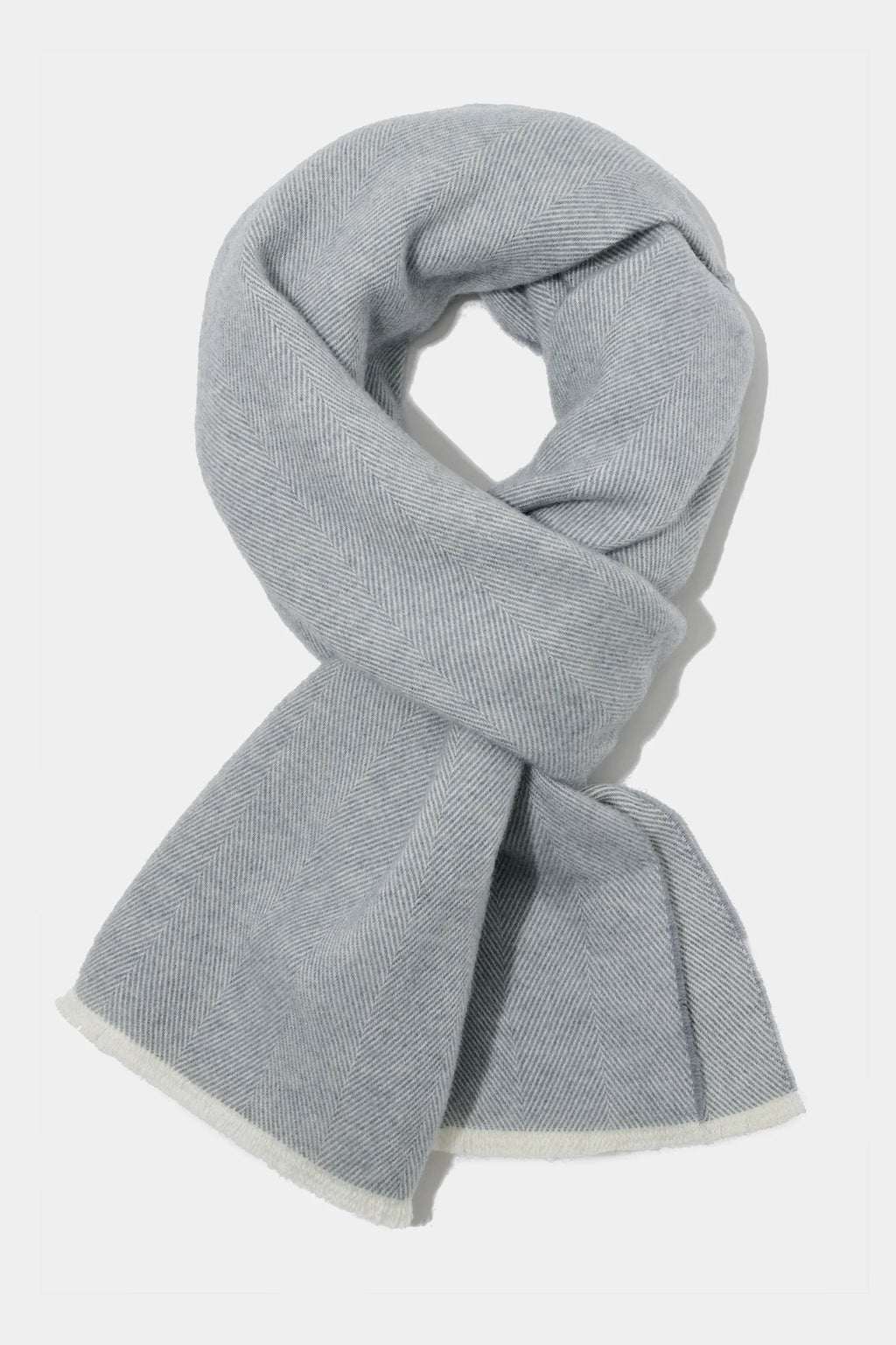 Light grey herringbone scarf - Made in Italy