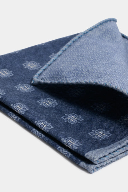 Navy blue fancy pocket square - Made in Italy