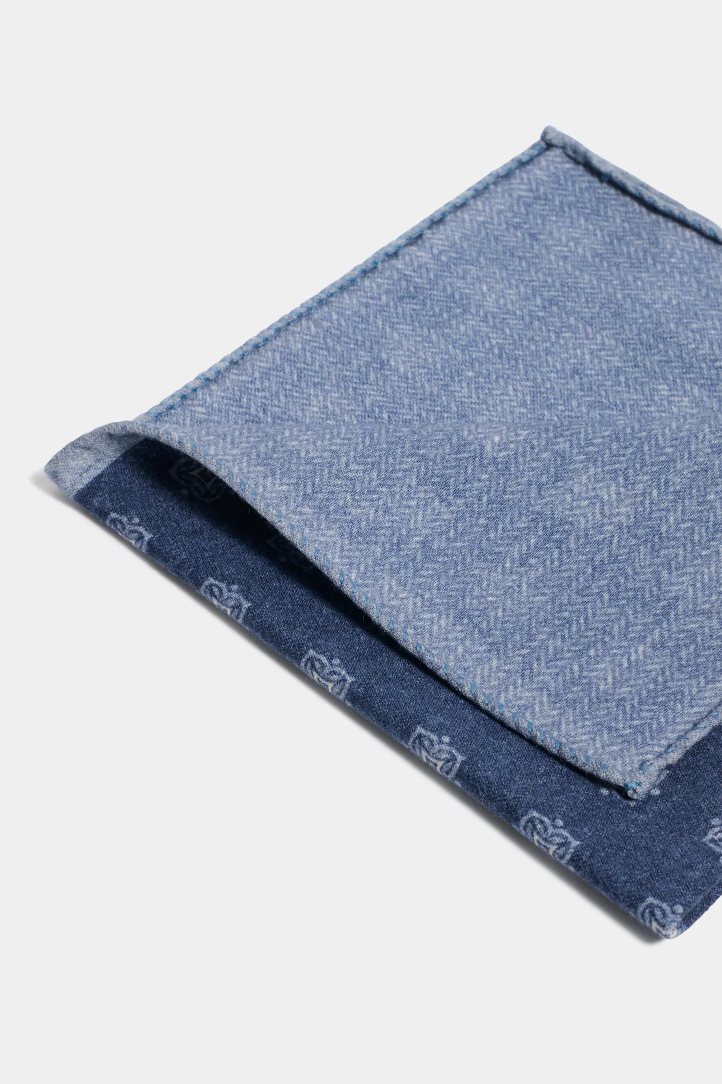 Navy blue fancy pocket square - Made in Italy