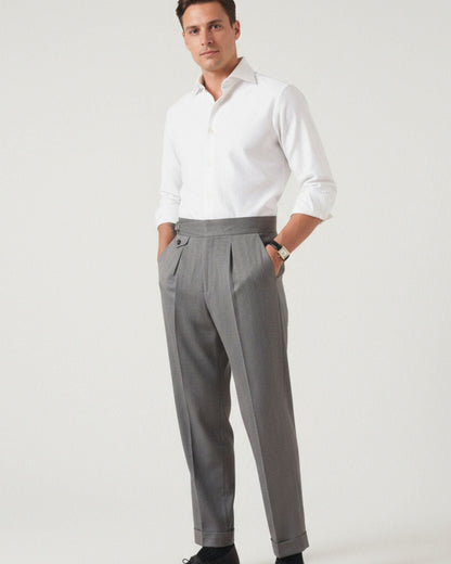 Business Grey Trousers Herringbone