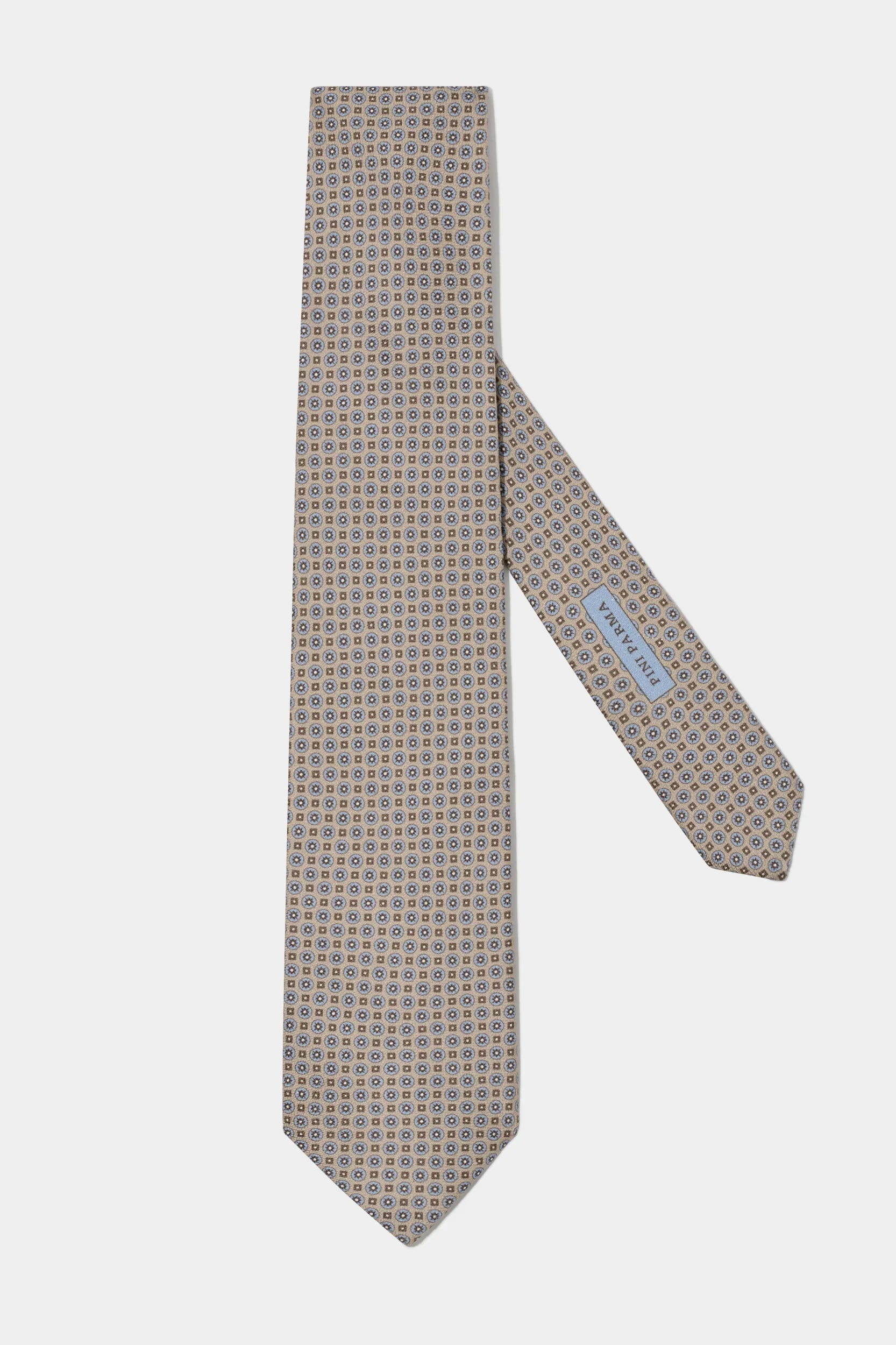 Taupe micro fancy silk tie - Made in Italy