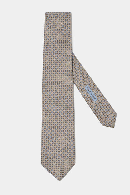 Taupe micro fancy silk tie - Made in Italy