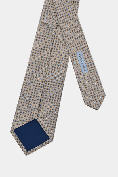 Taupe micro fancy silk tie - Made in Italy