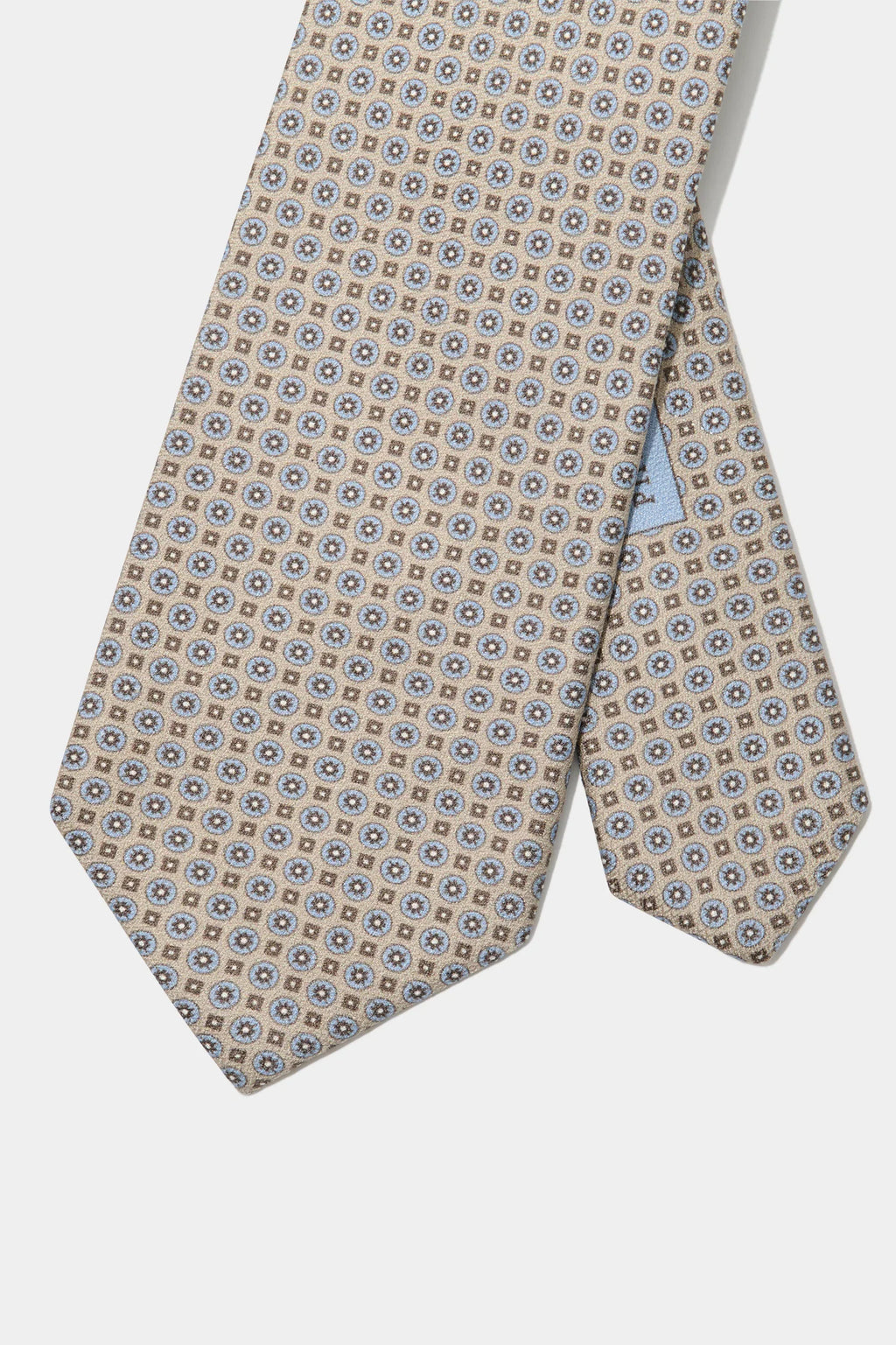 Taupe micro fancy silk tie - Made in Italy