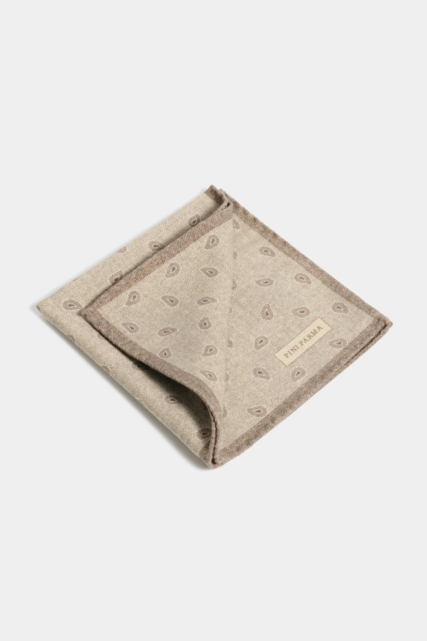 Taupe paisley pocket square - Made in Italy