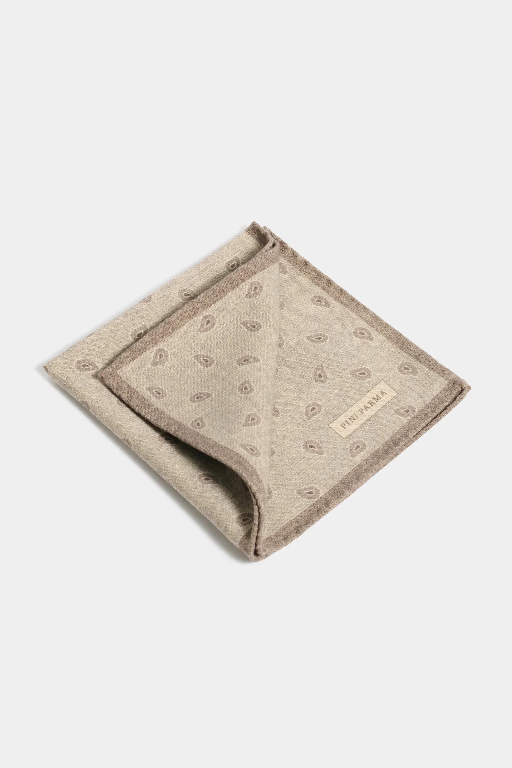 Taupe paisley pocket square - Made in Italy