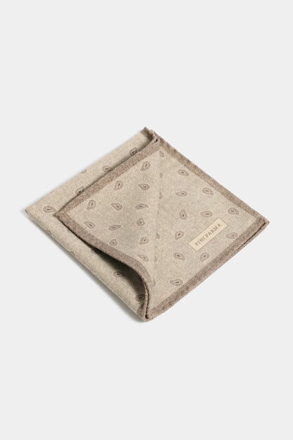 Taupe paisley pocket square - Made in Italy