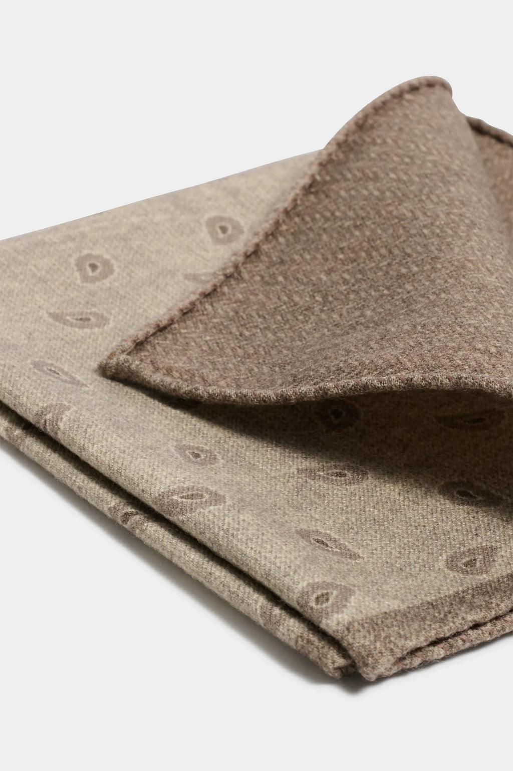 Taupe paisley pocket square - Made in Italy