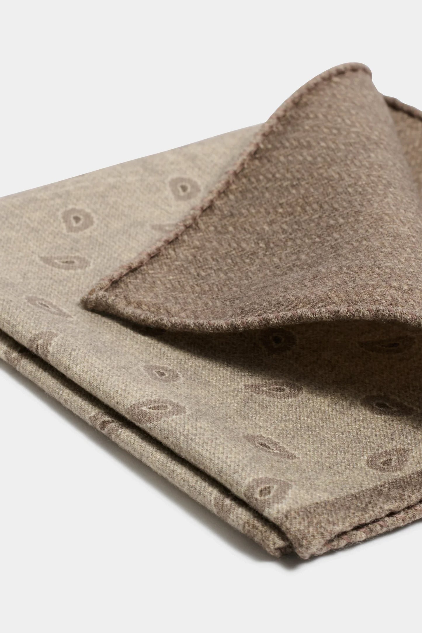 Taupe paisley pocket square - Made in Italy