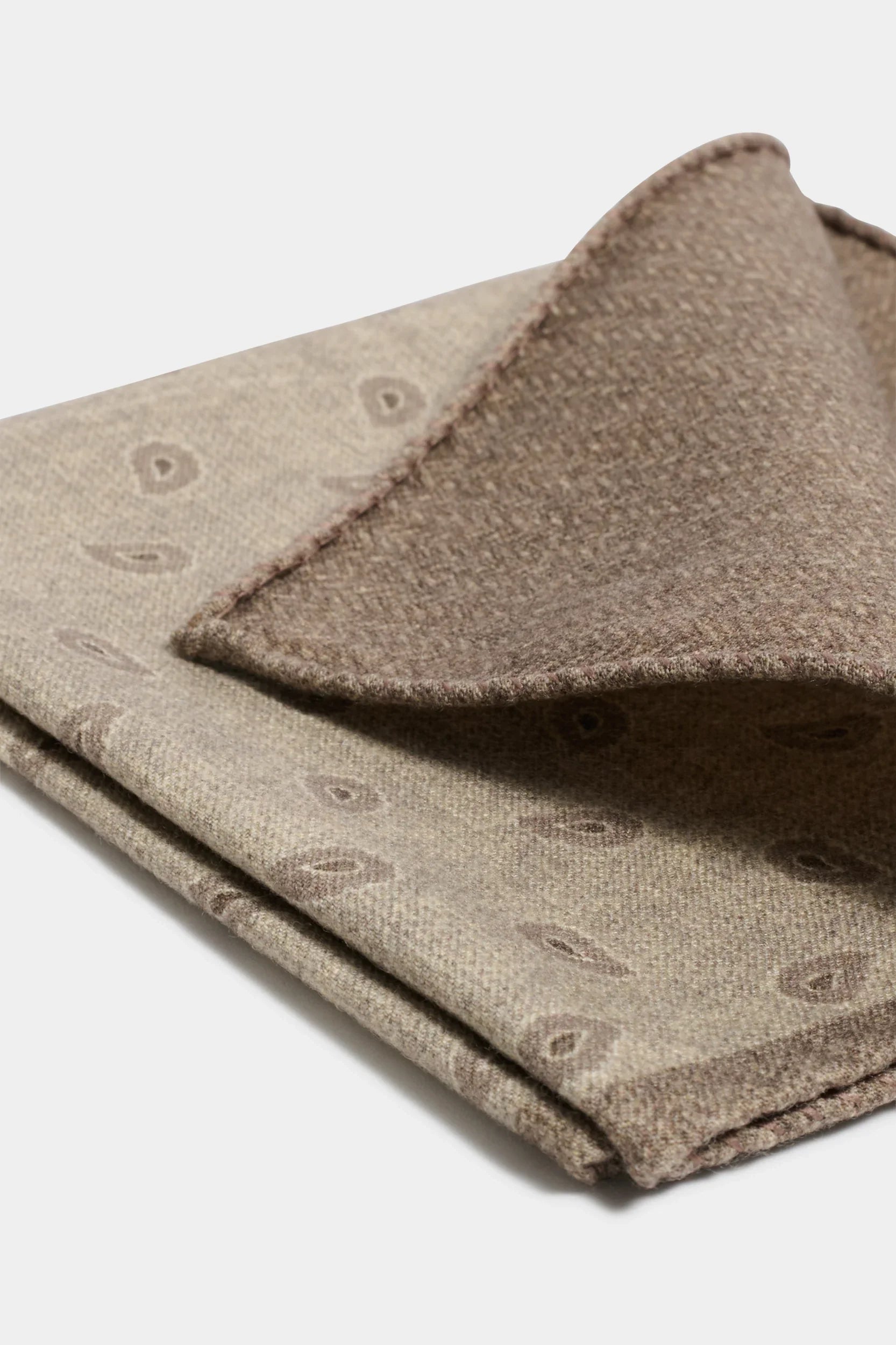 Taupe paisley pocket square - Made in Italy