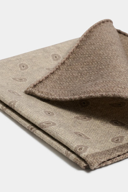 Taupe paisley pocket square - Made in Italy
