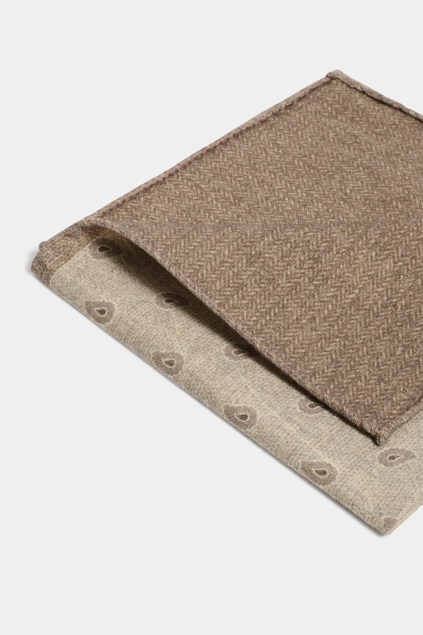 Taupe paisley pocket square - Made in Italy