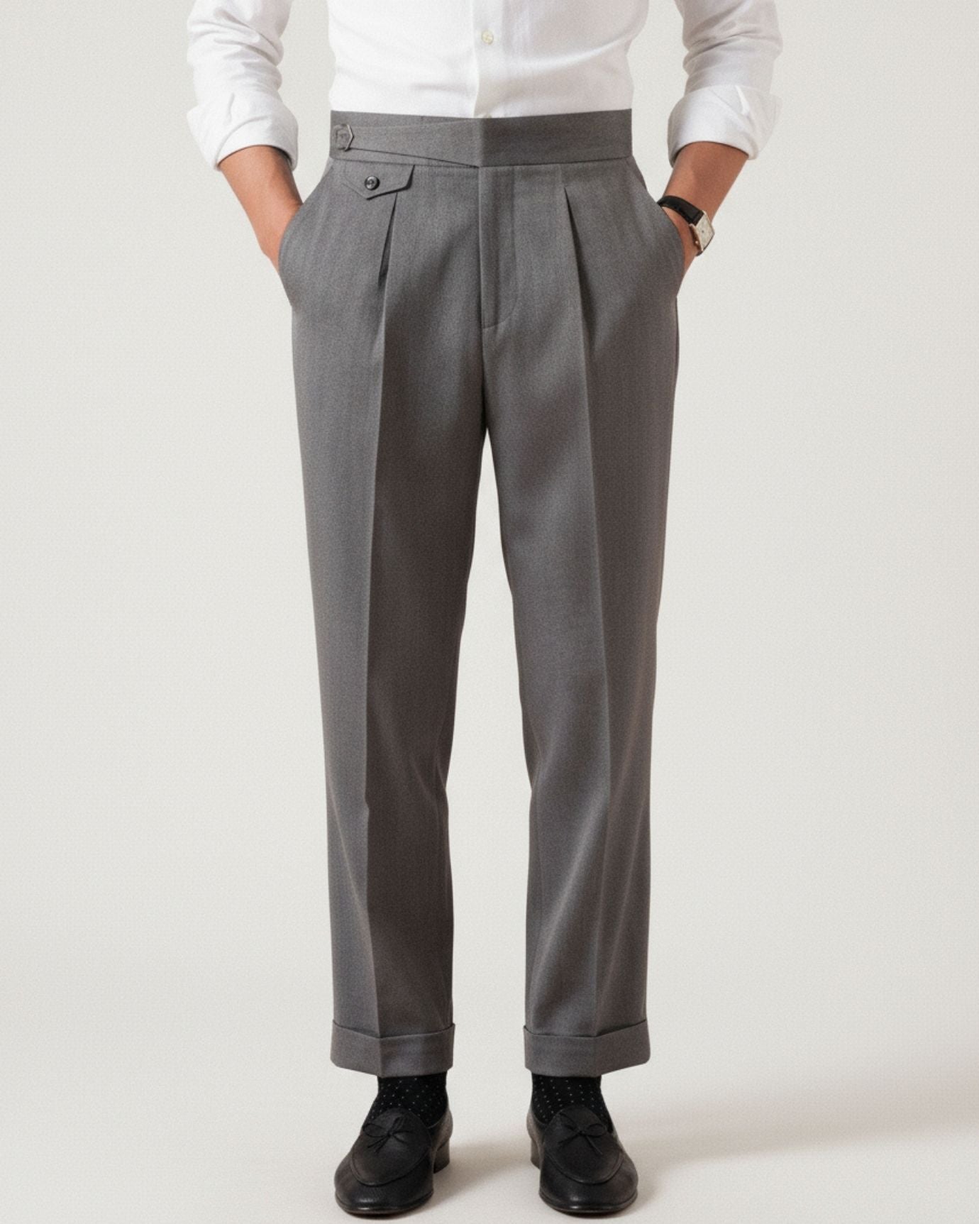 Business Grey Trousers Herringbone