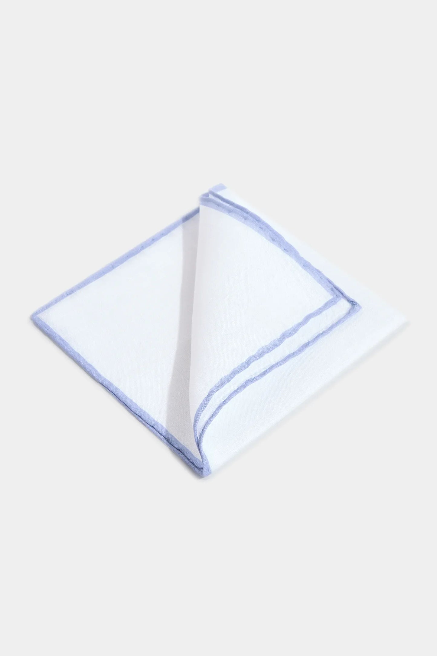 White/Light blue linen pocket square - Made in Italy