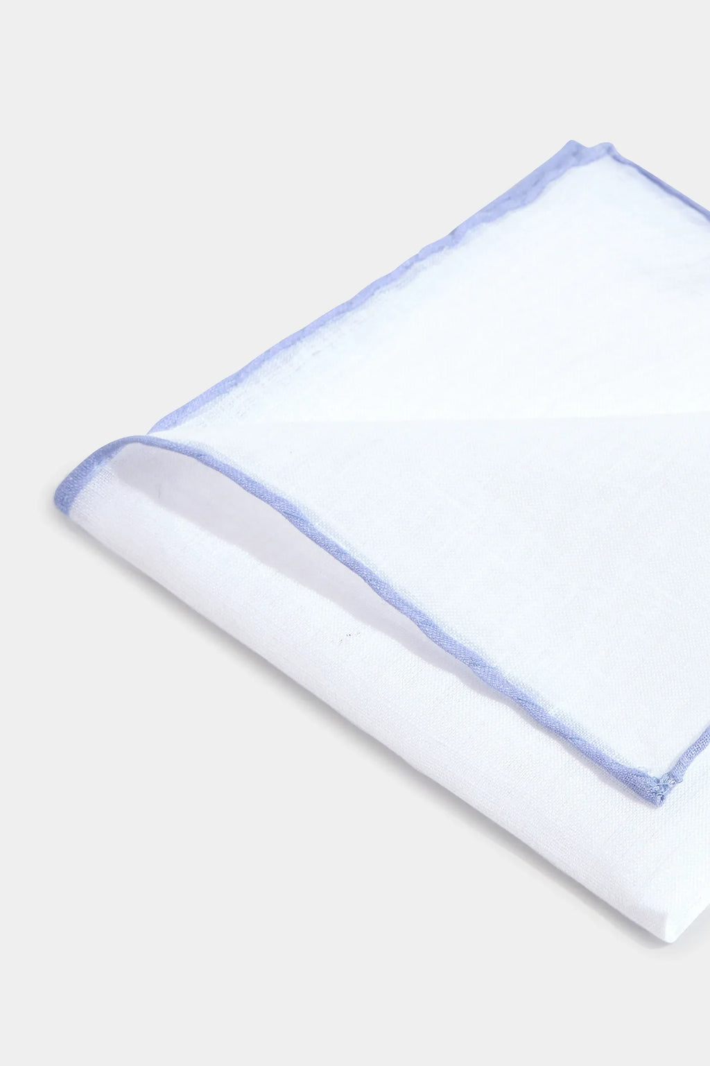 White/Light blue linen pocket square - Made in Italy