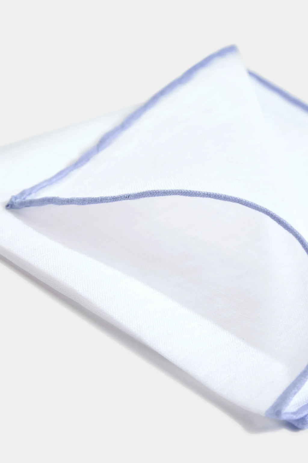 White/Light blue linen pocket square - Made in Italy