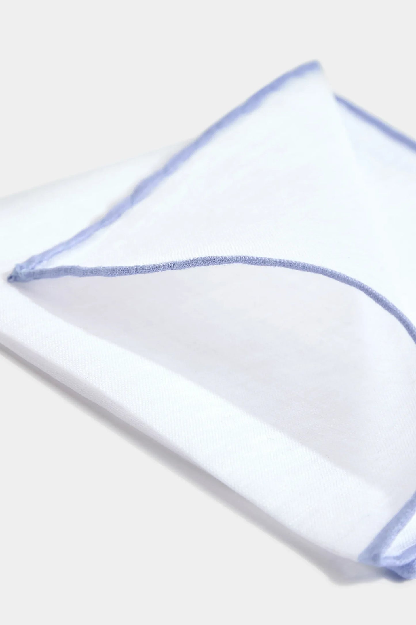 White/Light blue linen pocket square - Made in Italy