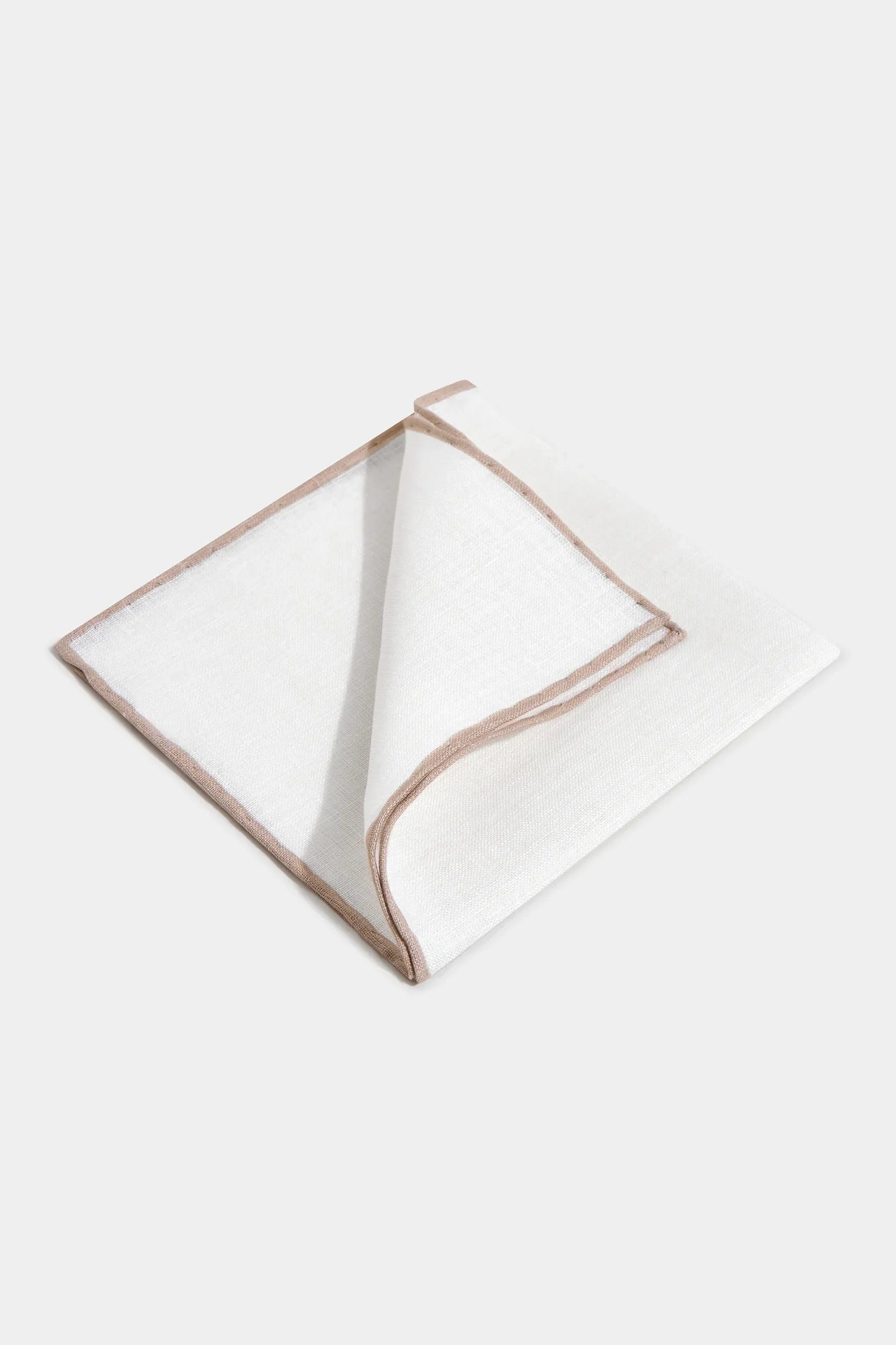 White/Beige linen pocket square - Made in Italy