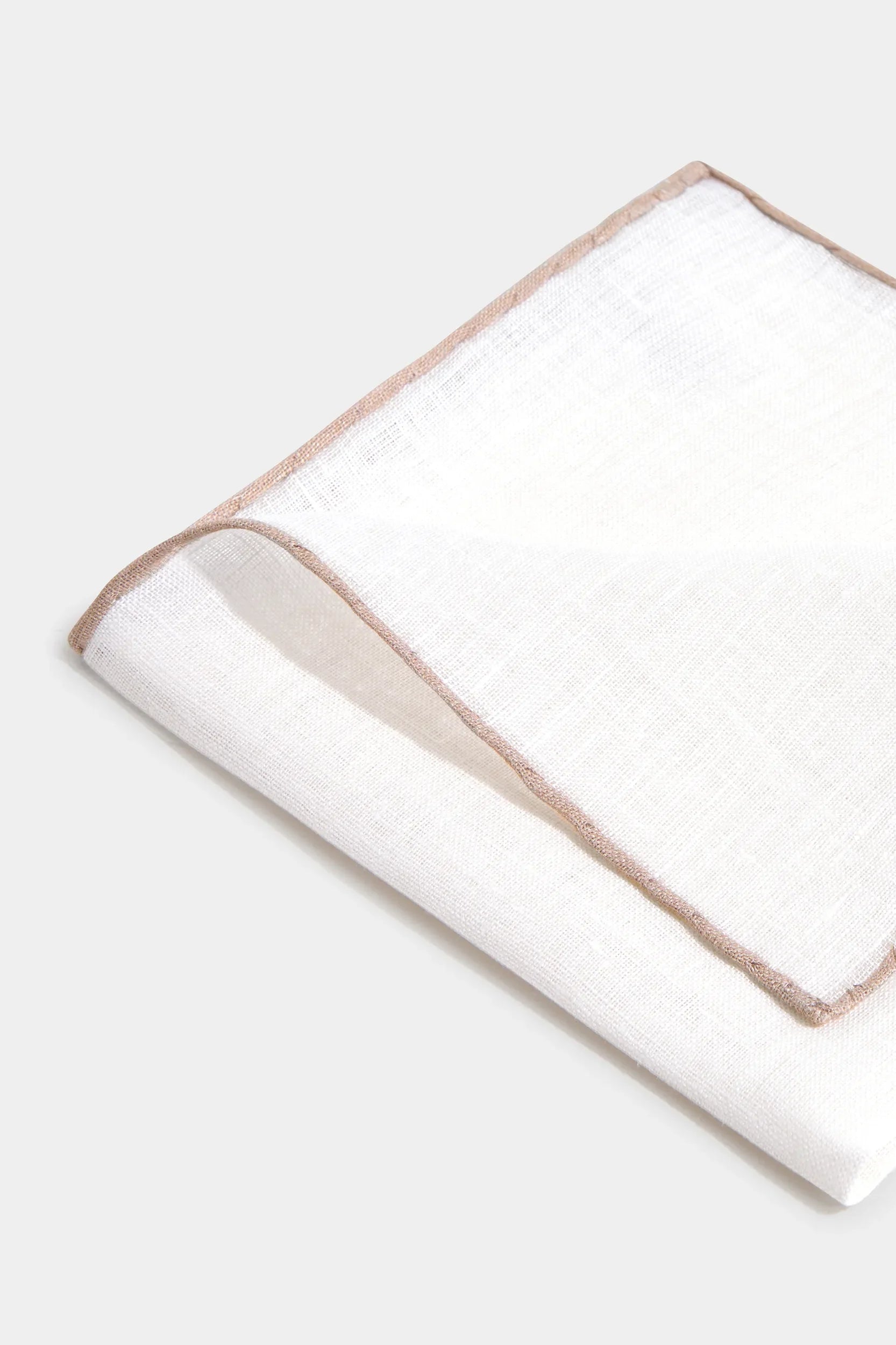 White/Beige linen pocket square - Made in Italy