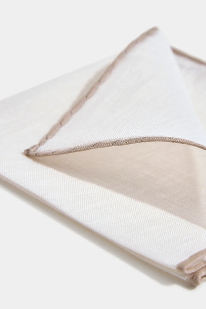 White/Beige linen pocket square - Made in Italy