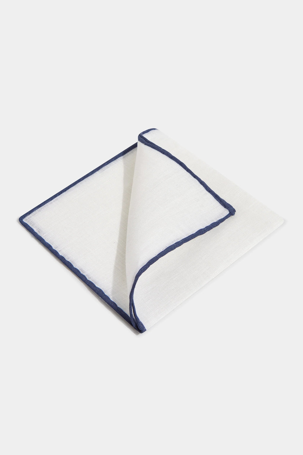 White/Blue linen pocket square - Made in Italy