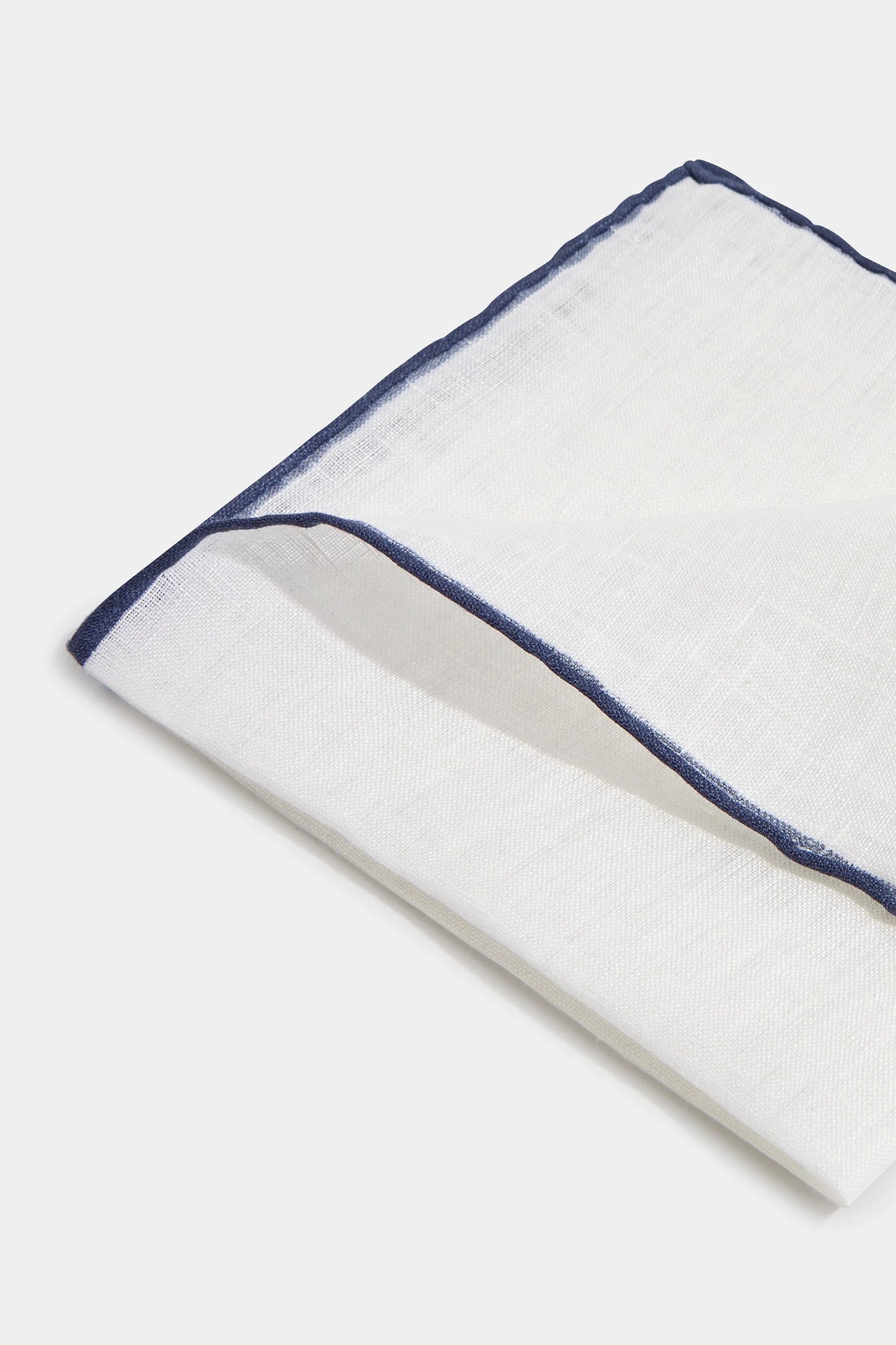 White/Blue linen pocket square - Made in Italy