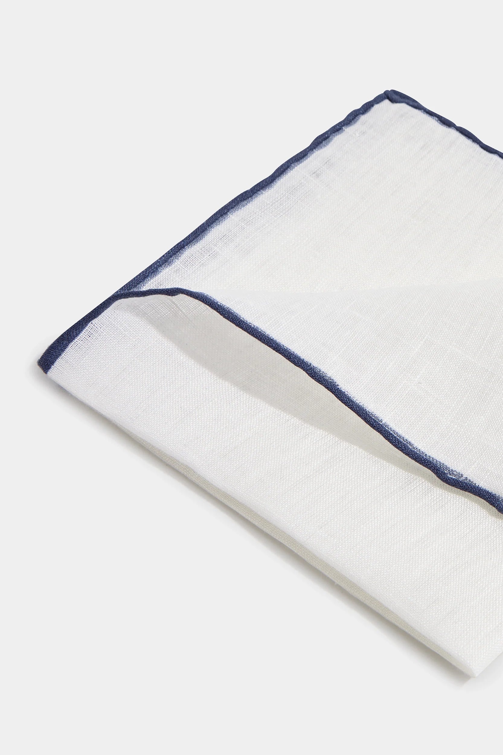 White/Blue linen pocket square - Made in Italy