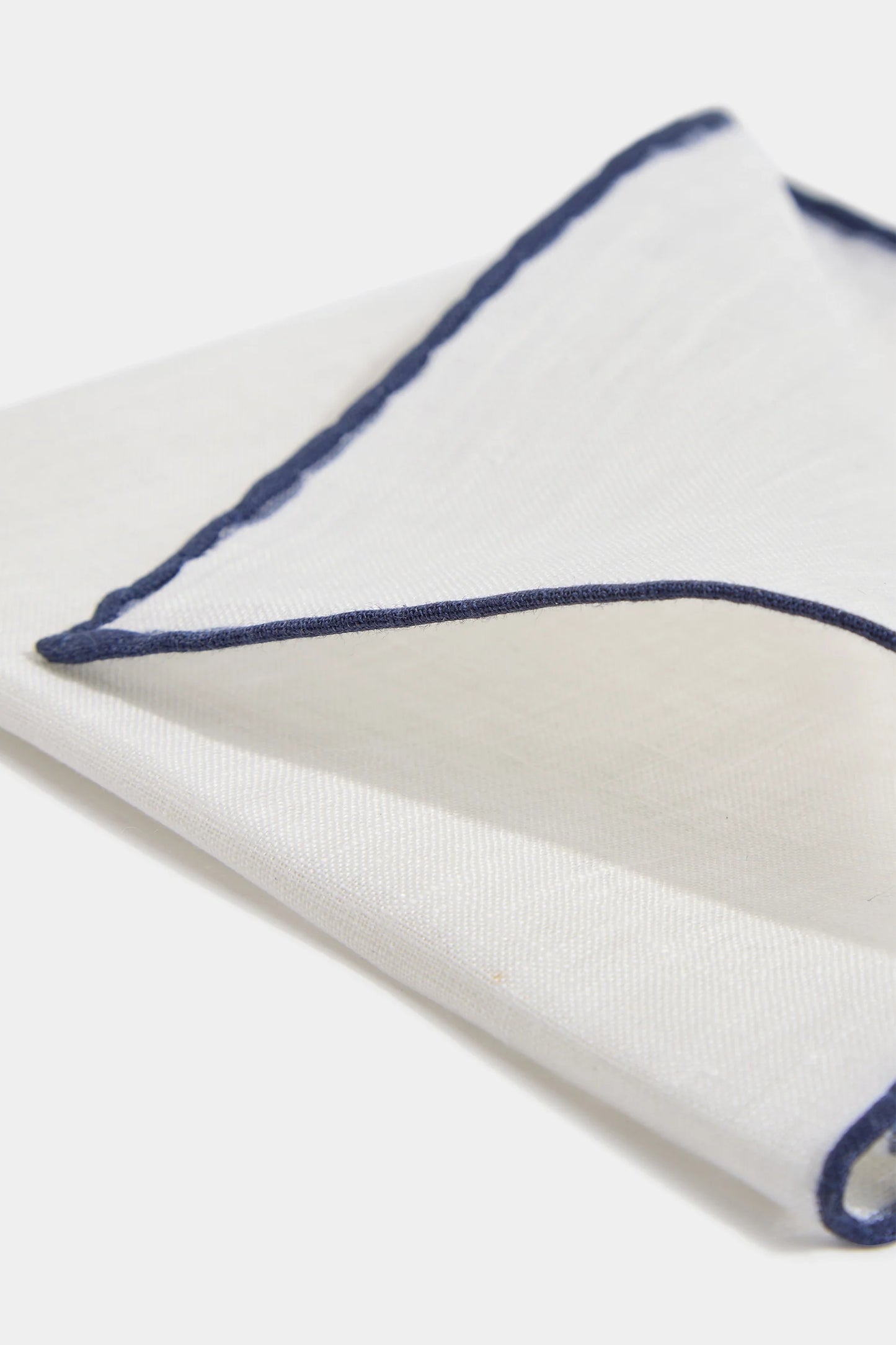White/Blue linen pocket square - Made in Italy
