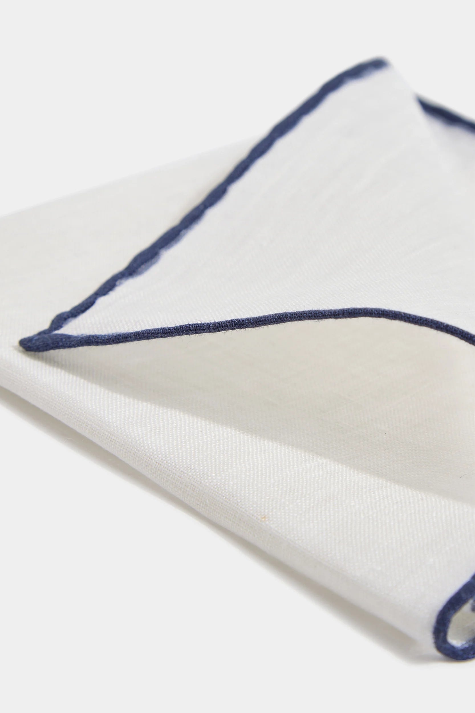 White/Blue linen pocket square - Made in Italy