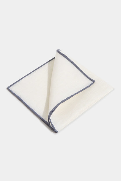 White/Grey linen pocket square - Made in Italy