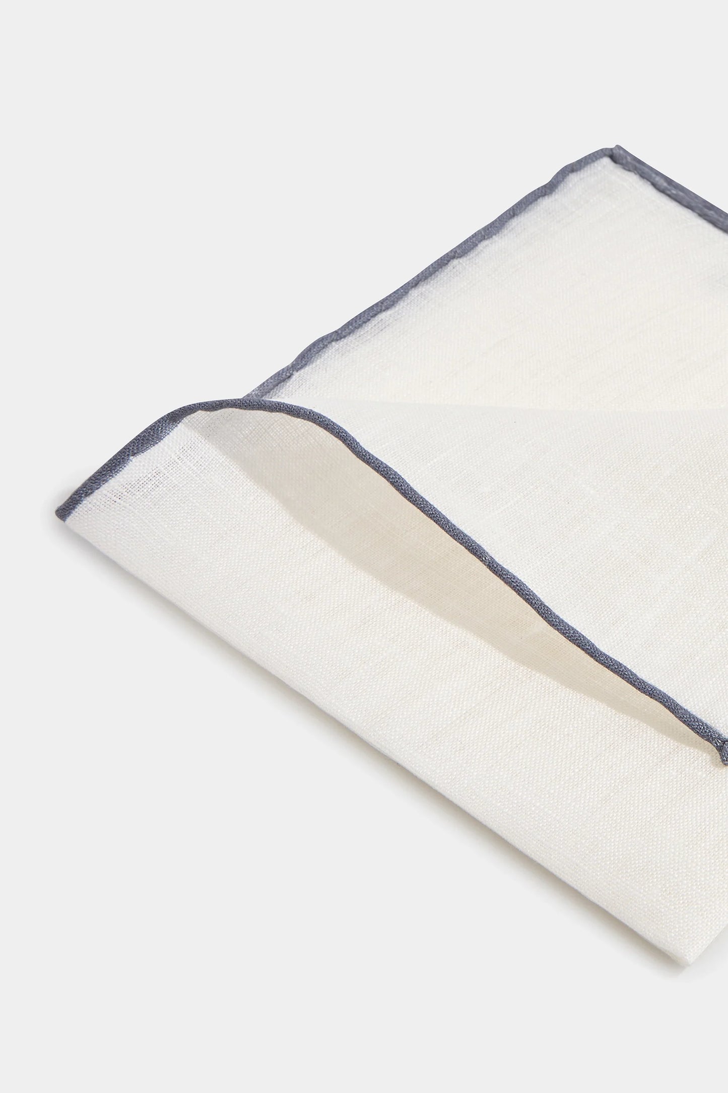 White/Grey linen pocket square - Made in Italy
