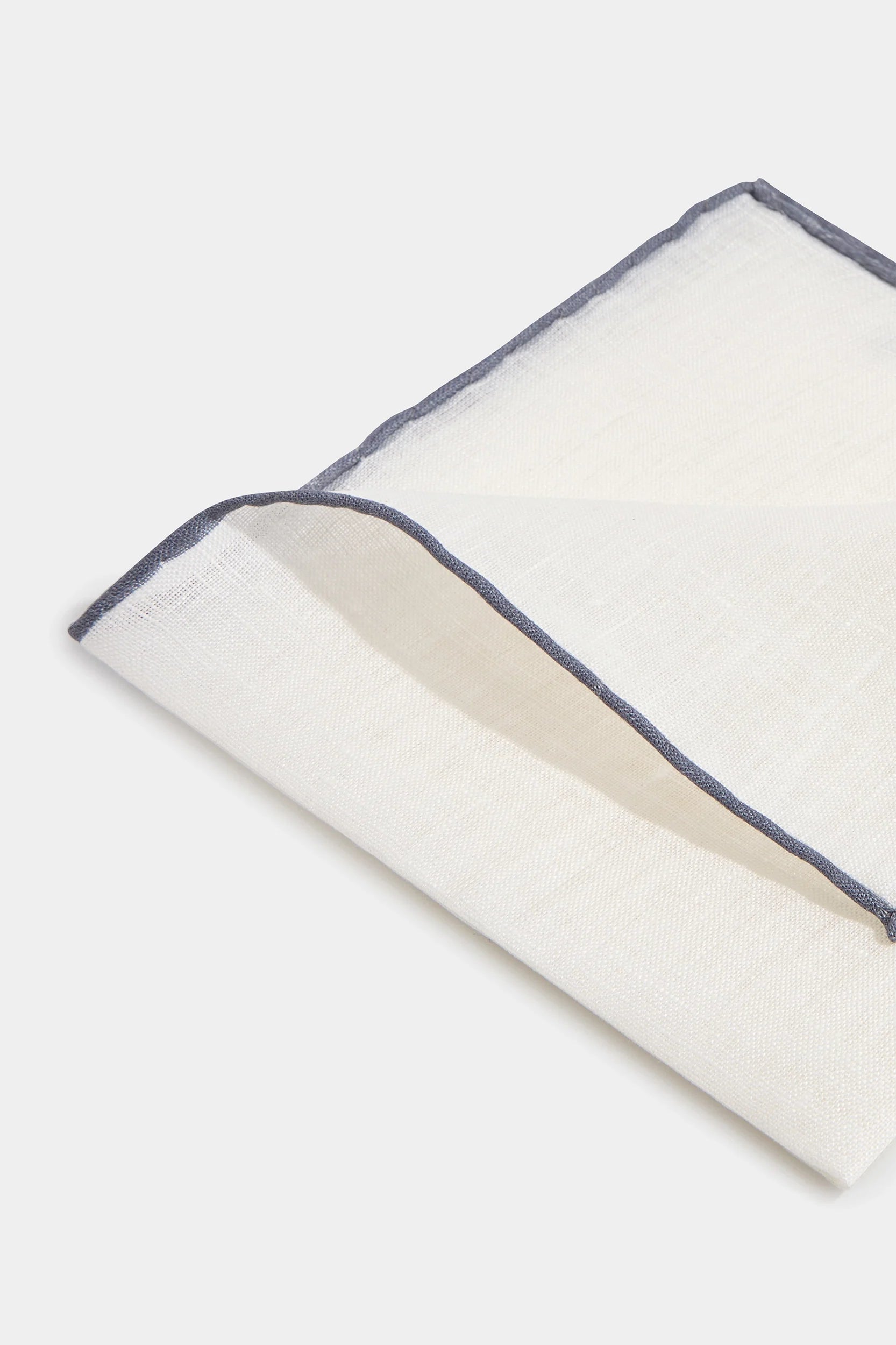 White/Grey linen pocket square - Made in Italy