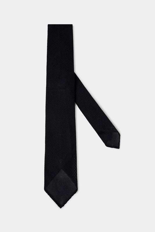 Blue grenadine silk tie - Hand Made In Italy