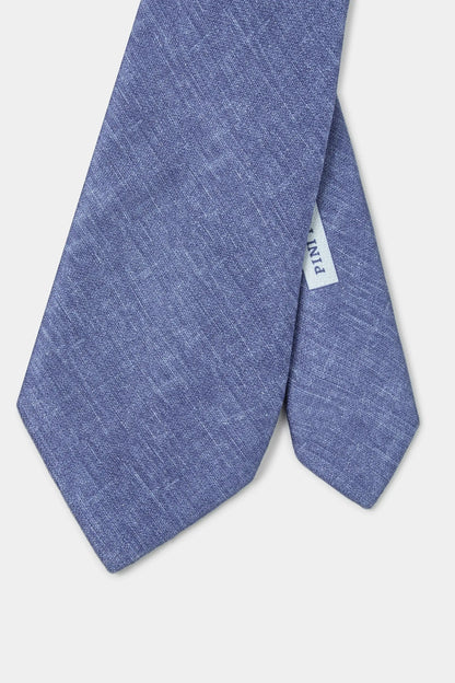 Blue linen and silk tie - Made in Italy