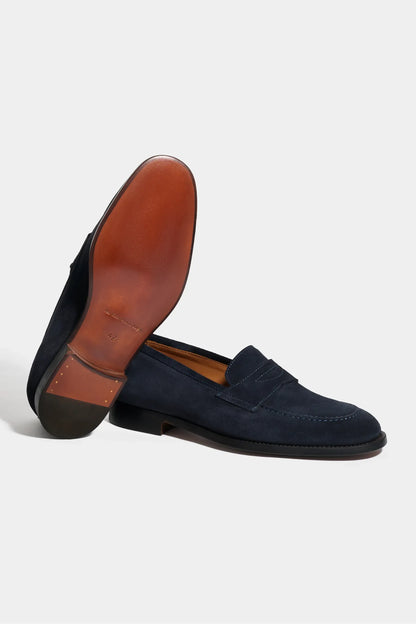 Blue suede penny loafers - Made in Italy