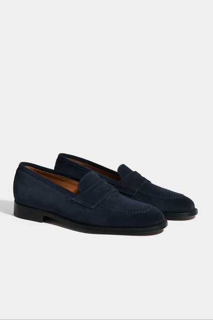 Blue suede penny loafers - Made in Italy