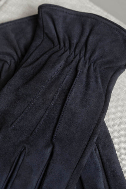 Blue suede gloves - Made in Italy
