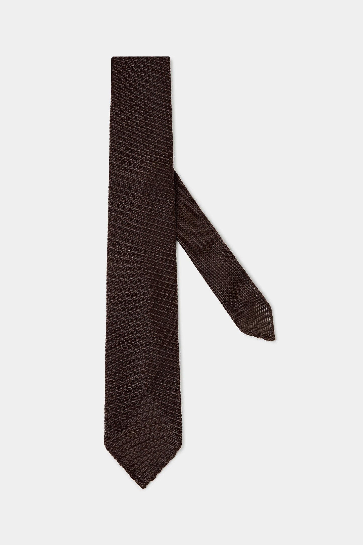 Brown grenadine silk tie - Hand Made In Italy